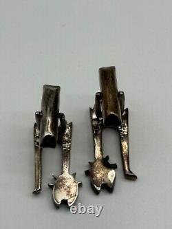 Vintage Cecelia Toño Modernist Sterling Silver Mixed Metal Cat Cufflinks MCM