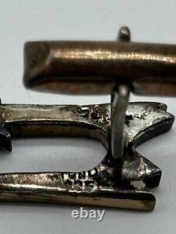 Vintage Cecelia Toño Modernist Sterling Silver Mixed Metal Cat Cufflinks MCM