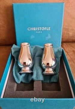Vintage Christofle ALBI Pair Silver Plate Salt & Pepper Shakers Cruet With Box