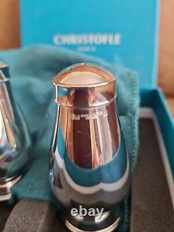 Vintage Christofle ALBI Pair Silver Plate Salt & Pepper Shakers Cruet With Box