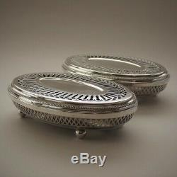 Vintage Christofle France Silver Plated Perles Pair of Hot Plates