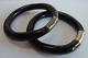 Vintage Chunky Pair Of Black Coral And Silver Pair Of Bangle Bracelets