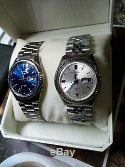 Vintage Classic Pair of Gen 1 Seiko 5 DJ with fluted Bezel Serviced + Warranty