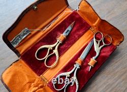 Vintage Clauss USA & SEC/Solingen Scissors in leather case