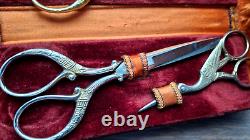 Vintage Clauss USA & SEC/Solingen Scissors in leather case