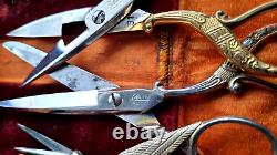 Vintage Clauss USA & SEC/Solingen Scissors in leather case