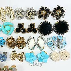 Vintage Clip On Earring Lot 25 Pairs Some Signed