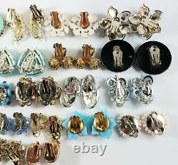 Vintage Clip On Earring Lot 25 Pairs Some Signed
