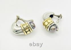Vintage Collector David Wysor Sterling Silver & 18k Gold Earrings Pair Stunning