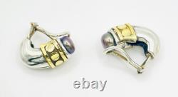 Vintage Collector David Wysor Sterling Silver & 18k Gold Earrings Pair Stunning