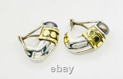 Vintage Collector David Wysor Sterling Silver & 18k Gold Earrings Pair Stunning