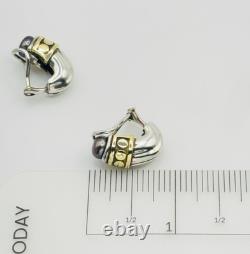 Vintage Collector David Wysor Sterling Silver & 18k Gold Earrings Pair Stunning