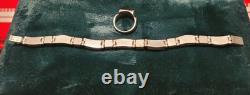 Vintage Couple Sterling Silver 925 Bracelet And Ring Size 7 With Red Gemstone