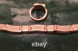 Vintage Couple Sterling Silver 925 Bracelet And Ring Size 7 With Red Gemstone