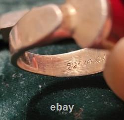 Vintage Couple Sterling Silver 925 Bracelet And Ring Size 7 With Red Gemstone