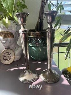 Vintage Crown Sterling Silver Weighted Candlesticks (Pair)
