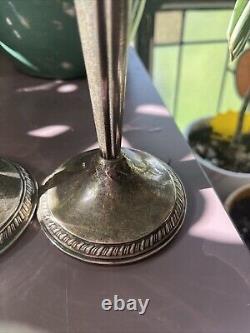 Vintage Crown Sterling Silver Weighted Candlesticks (Pair)