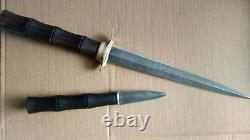 Vintage Dagger Knife Blade Steel Fixed Handle Men's Pair Brass Art Rare Old 20th