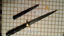 Vintage Dagger Knife Blade Steel Fixed Handle Men's Pair Brass Art Rare Old 20th