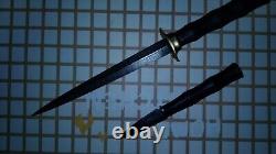 Vintage Dagger Knife Blade Steel Fixed Handle Men's Pair Brass Art Rare Old 20th