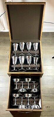 Vintage Deuberti Italy Silver Cup Set Of 16 Goblets & Champagne Stainless