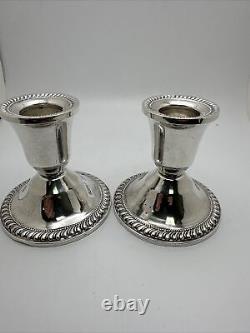 Vintage Duchin Creation Sterling Silver Candlesticks Pair Weighted