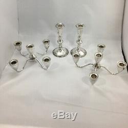 Vintage Duchin Creation Sterling Silver Weighed 4 Arm 5 Candle Candelabra Pair