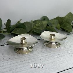 Vintage Durham Sterling Silver Candlestick Holders Pair Mid-Century Modernist