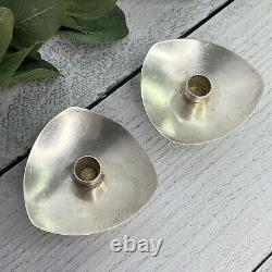 Vintage Durham Sterling Silver Candlestick Holders Pair Mid-Century Modernist