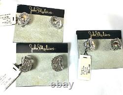 Vintage Earrings John Medeiros Lot 3 Pair Pierced Mixed Metal Deadstock NOS