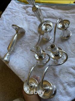 Vintage Elegant Pair of Fisher Weighted Sterling Convertible Candlebras