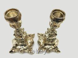 Vintage Elegant Pair of Sterling Silver Candle Holders, stamped ST 925