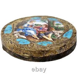 Vintage Enamel Compact Italian 800 Silver Courting Couple