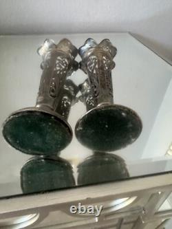 Vintage England Pair Of Sterling Silver 6 Vase # R2489654 Lion Hallmark