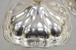 Vintage English Regency Silver Plated Scalloped Covered Dish a Pair