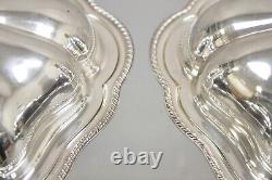Vintage English Regency Silver Plated Scalloped Covered Dish a Pair
