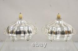 Vintage English Regency Silver Plated Scalloped Covered Dish a Pair