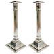 Vintage English Silverplate Neoclassical Doric Column Candlesticks 11.75 A Pair
