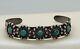 Vintage Ethnic Natural Turquoise Sterling Silver Snake Eyes 24g Cuff Brace