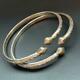 Vintage Ethnic Tribal Solid Silver Acorn Heads Bangle Pair Arm Band