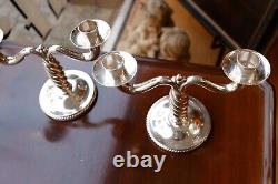 Vintage European Sterling Silver Pair of Candle Holder