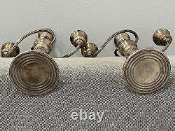 Vintage Fisher Sterling Silver Weighted Pair of Convertible 3 Arm Candelabras