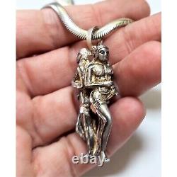 Vintage Freidrich Binder Sterling Silver Snake Chain & Figural Couple Pendant