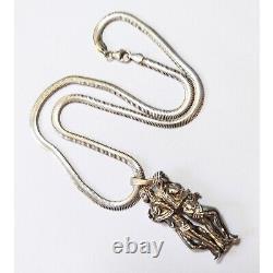 Vintage Freidrich Binder Sterling Silver Snake Chain & Figural Couple Pendant