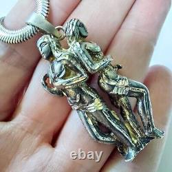 Vintage Freidrich Binder Sterling Silver Snake Chain & Figural Couple Pendant