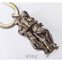 Vintage Freidrich Binder Sterling Silver Snake Chain & Figural Couple Pendant