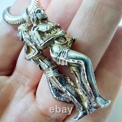 Vintage Freidrich Binder Sterling Silver Snake Chain & Figural Couple Pendant