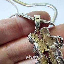 Vintage Freidrich Binder Sterling Silver Snake Chain & Figural Couple Pendant