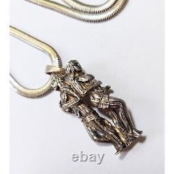 Vintage Freidrich Binder Sterling Silver Snake Chain & Figural Couple Pendant