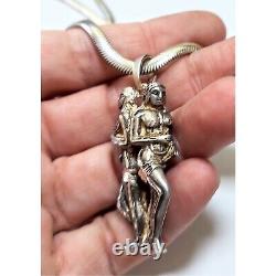 Vintage Freidrich Binder Sterling Silver Snake Chain & Figural Couple Pendant